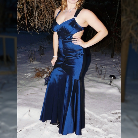 Iridescent Blue Evening Gown - Picture 1 of 13